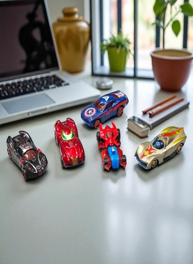 SARASI Super Hero Theme Cars Diecast Metal Toy Car Play Set for Kids (Multicolor, Pack of: 5) - Image 2